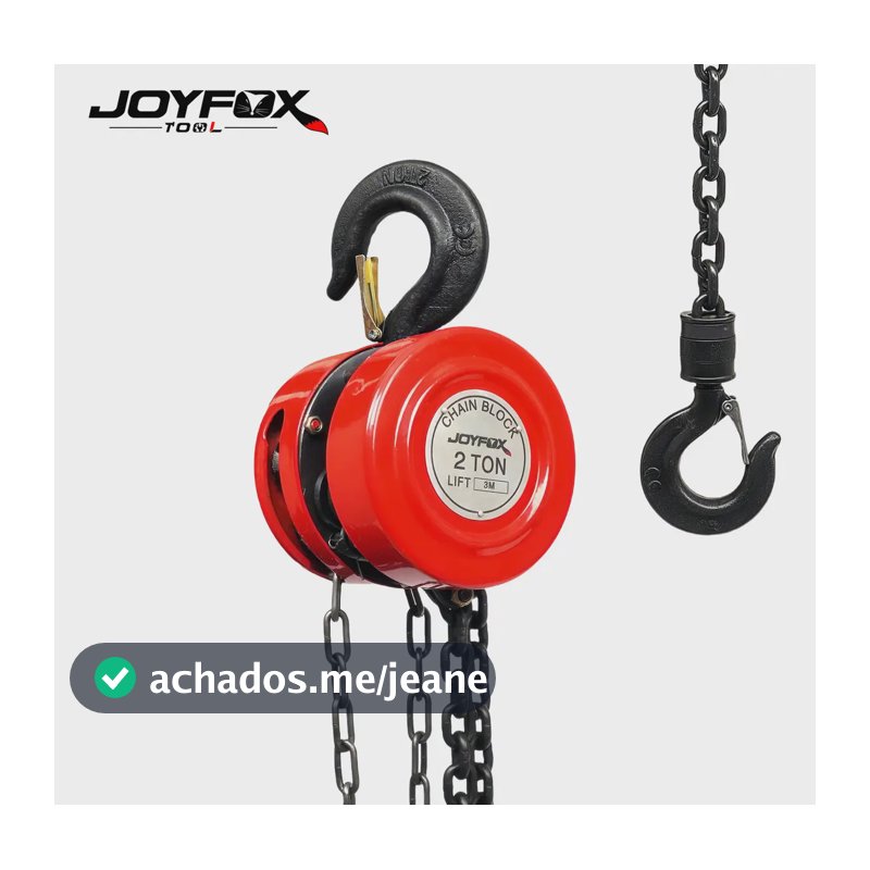 Talha Manual 2000kg 2 Toneladas 3 Metros Com Corrente Com Sltura De Dlevação Joyfox