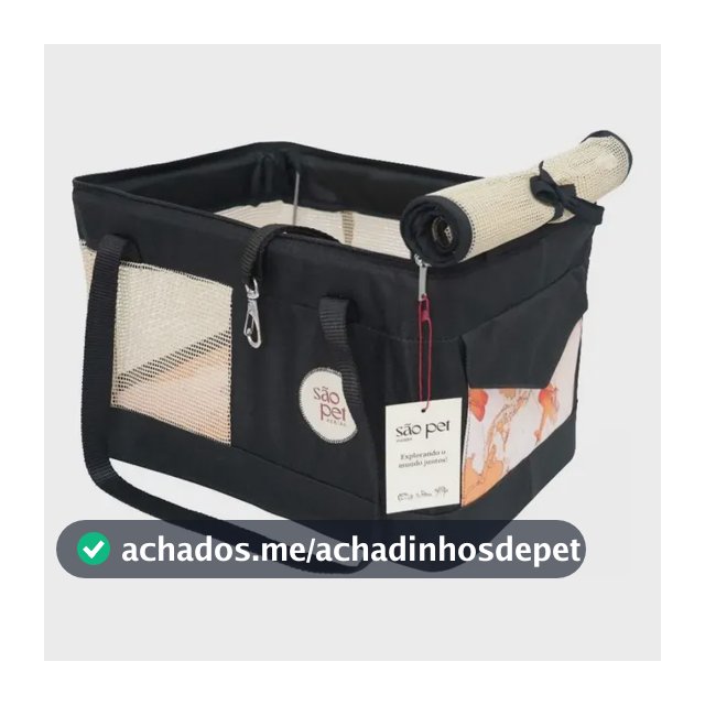 Bolsa Transporte Viagem São Pet Azul Cor Preta 43x31,5x20 Cm
