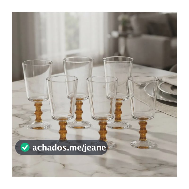 Conjunto 6 Taças Água E Vinho Hauskraft Bamboo 320ml Transparente