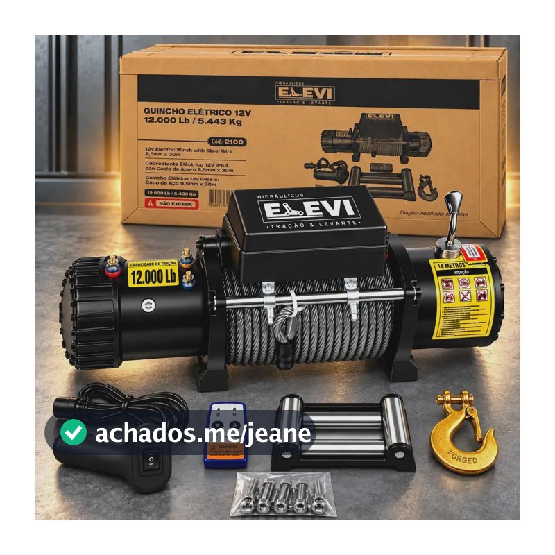 Guincho Elétrico 5433kg 12000lb Com Controle Reboque