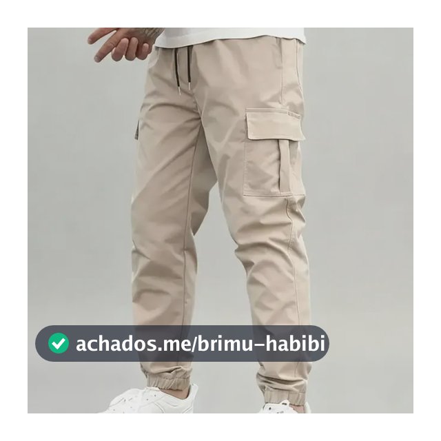 Calça Jogger Cargo Masculina Sarja Calca Streetwear Punho