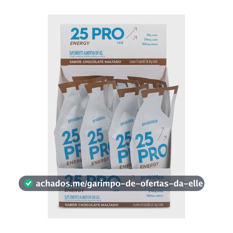 Gel 25 Pro Energy 25g Carbo 10 Sachês 40g Probiótica Chocola Chocolate Maltado