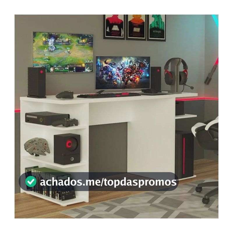 Mesa Gamer Madesa 9409 - Branco Branco