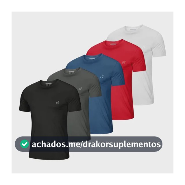 Kit 5 Camisetas Parvori Dry Fit Academia Esportes - Slim Fit