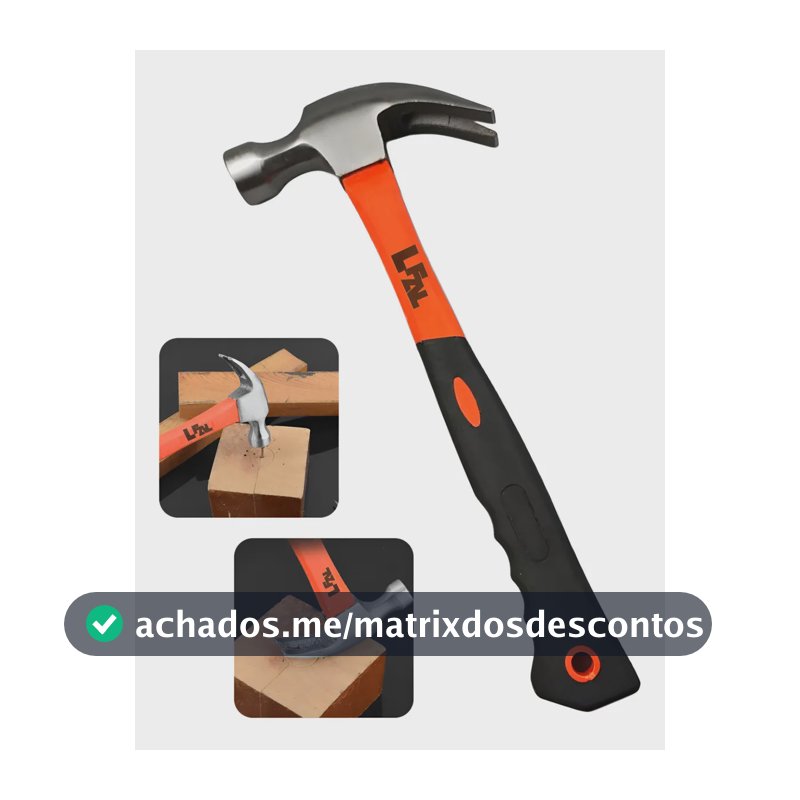 Martelo De Prego Profissional Tipo Unha Cabeça Em Aço Cabo Fibra Emborrachado Resistente Ferramenta Portátil E Multifuncional Construção Obra Casa Pedreiro Carpinteiro Serralheiro Reforma Marca Lfal
