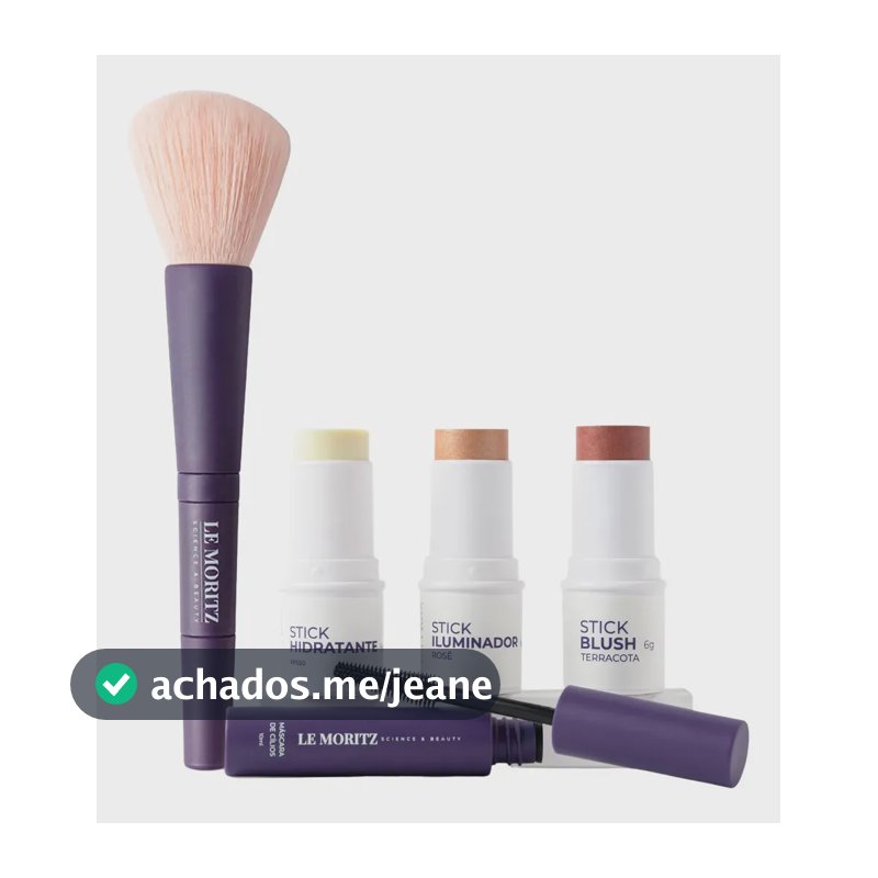 Kit Maquiagem Trio Blush, Iluminador, Hidratante FPS 50 Rímel Le Moritz