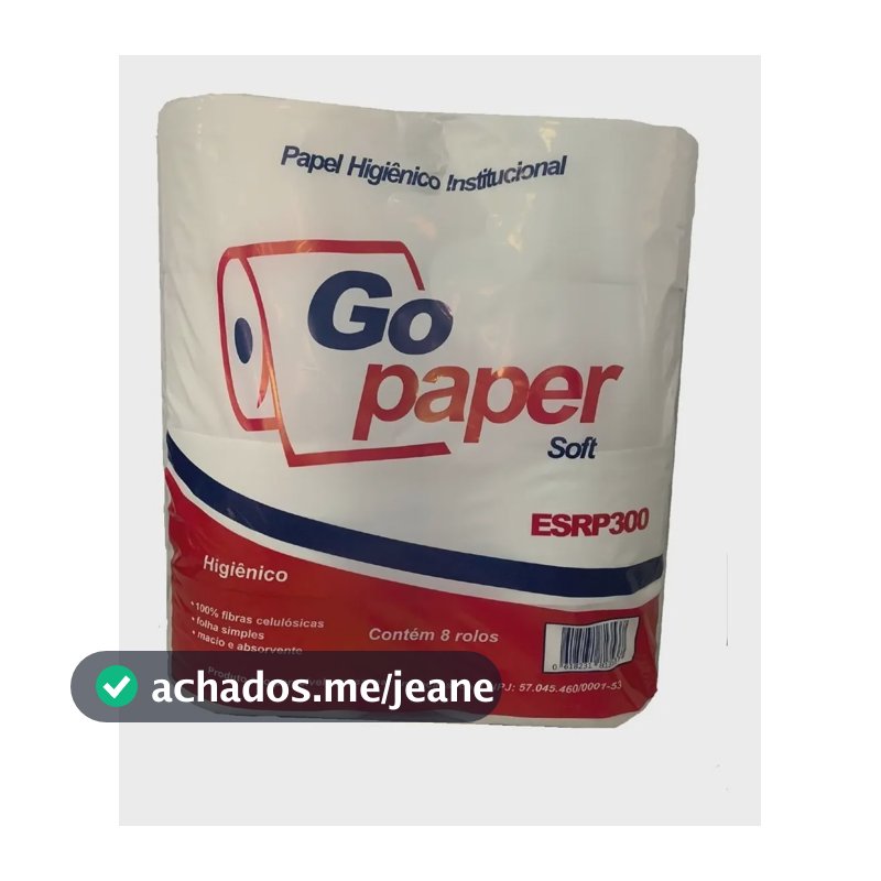 Papel Higiênico Gopaper Rolão Folha Simples 300m 8 Rolos
