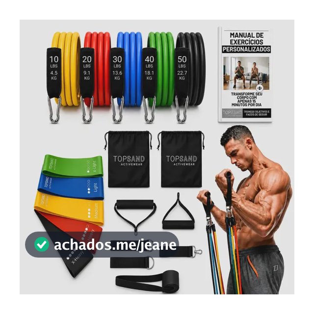 Kit 18 Itens Esportivos Para Treino Em Casa Academia Fitness Funcional Com Elásticos Extensor Puxadores Faixas Elásticas Mini Band P/ Exercícios Ginástica Fisioterapia - Topsand Activewear