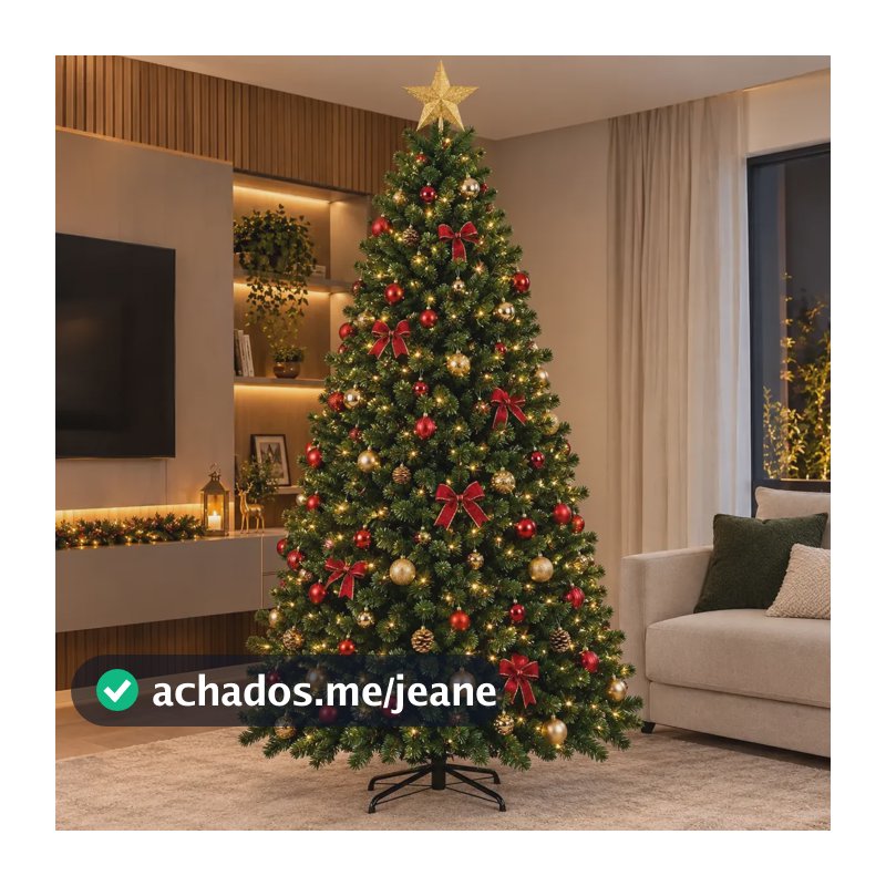 Árvore De Natal C/ Enfeites Pisca Pisca 2,10m 800 Galhos Noe Verde