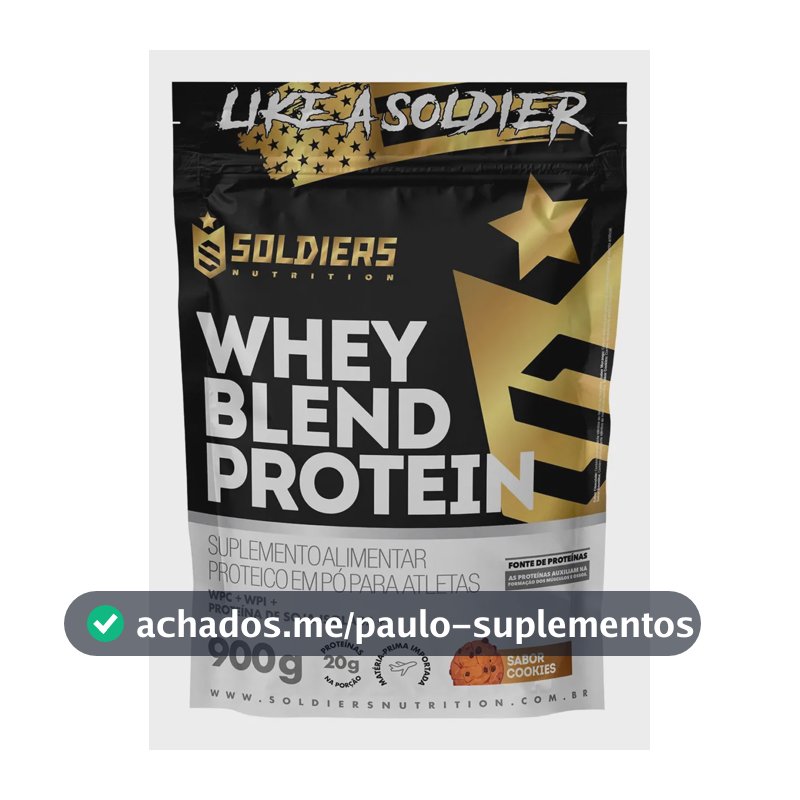 Whey Blend Protein Concentrado e Isolado 900g Sabor Cookies Soldiers Nutrition