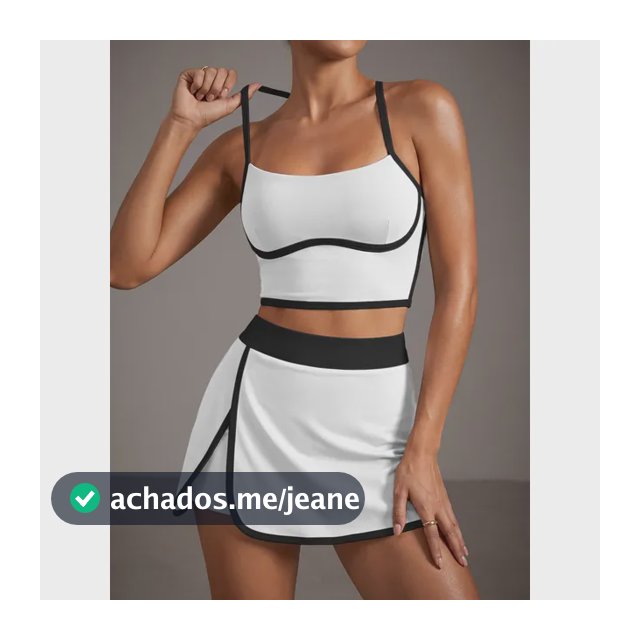 Conjunto De Yoga Feminino Top + Saia Esportiva Branco L White+white G