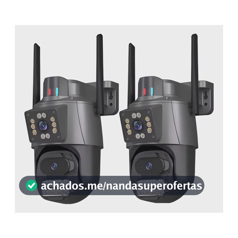 Kit 2 Câmera Segurança Ip App Icsee Lente Dupla Cor Preto