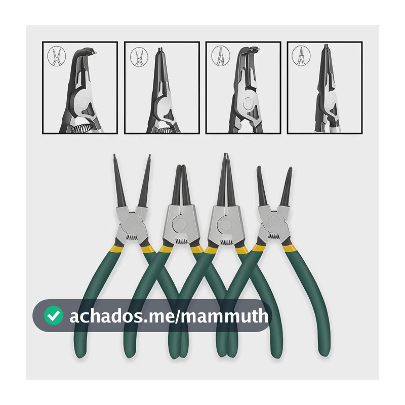 Alicate Anéis Elástico Interno Externo Curvo Para Trava 7pol Kit