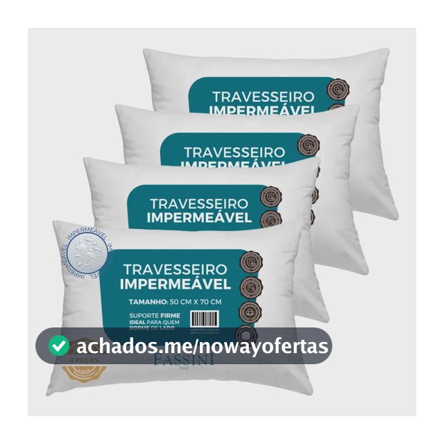 4 Travesseiros Antialérgico Impermeável 50x70 Super Macio Branco