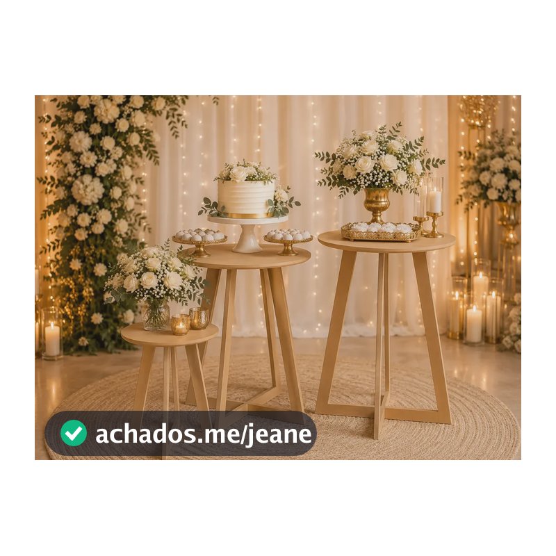 Kit 3 Mesas Decorativas Trio P M G Mdf Cru Festa Decoração