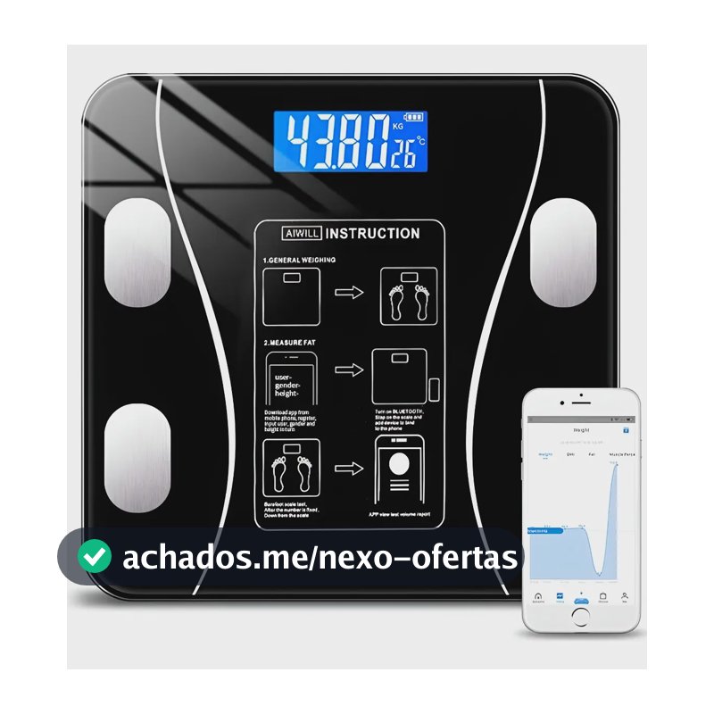 Balança Corporal Bioimpedância Profissional Bluetooth Saude
