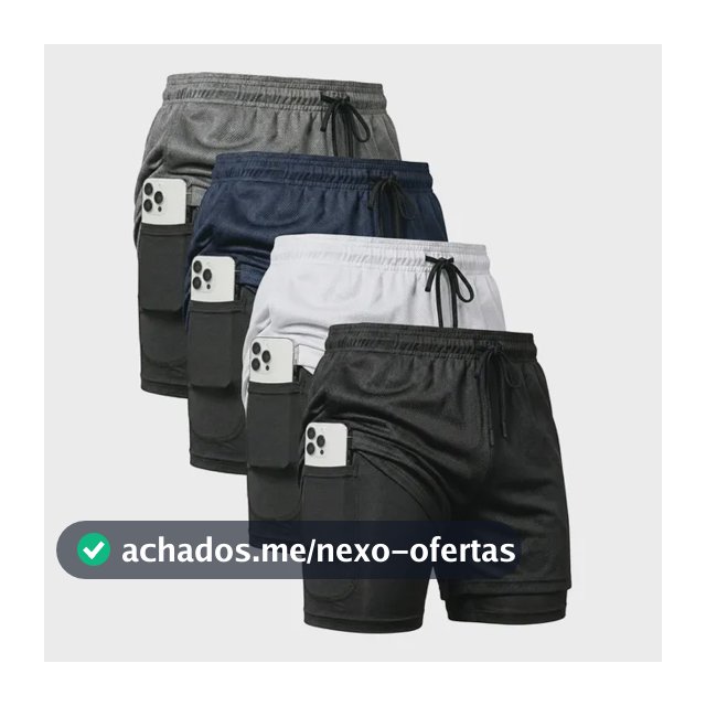 Kit 4 Shorts 2 Em 1 Duplo Dryfit Masculino Compressão Térmic