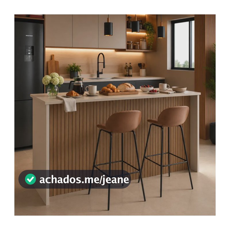 Bancada Cozinha Ilha Gourmet Mesa Americana ANFENA Divisor De Ambiente Ripado 3d Balcão Moderno - Fendi / Ripado