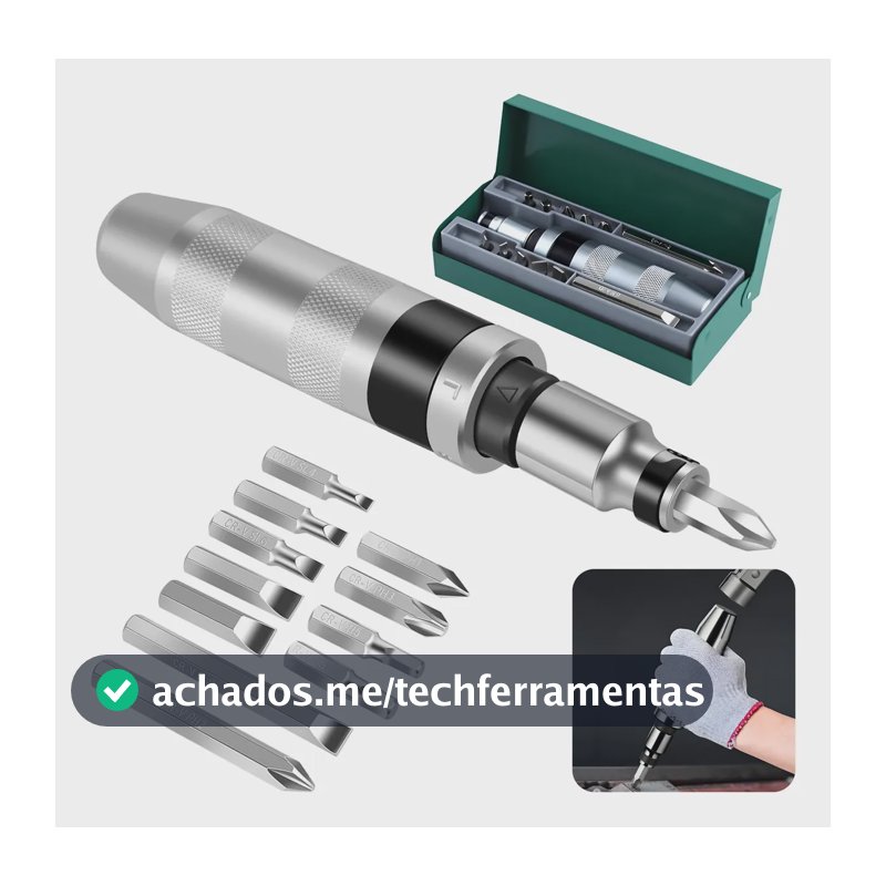 Chave Impacto Martelete Manual Profissional Reversível 13pç Prateado