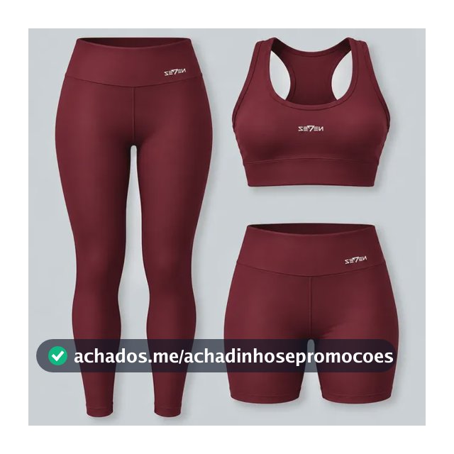 Kit Conjunto Feminino Fitness Top Nadador + Legging + Short Bordô M