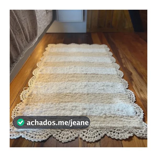 Tapete Quarto Banheiro 0,55x1,00 Artesanal Crochê Listras
