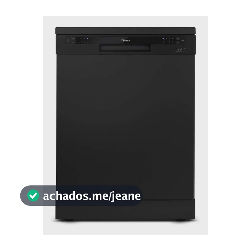 Lava Louca Midea 14 Servicos Preta DWA14P2 220V Black Maquina De Lavar Louca Pre Lavagem Meia Carga Eco Higienizacao 70C Painel Digital Timer Panela Copo Suporte Talheres Piso Embutir Cozinha 39kg