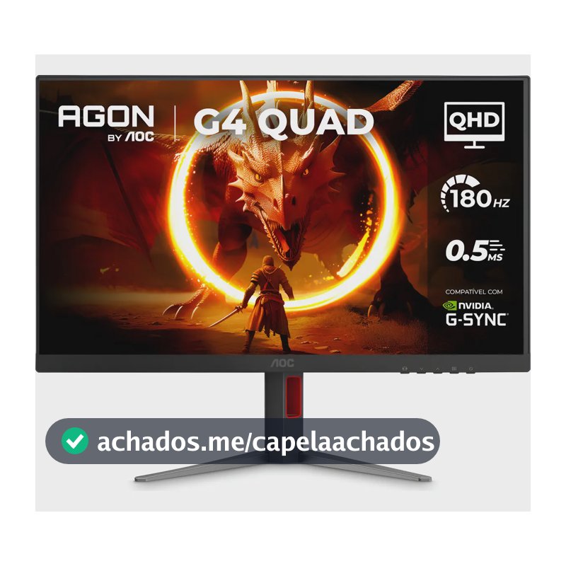 Monitor Gamer Aoc Agon Quad 27'' 180hz Base Ajustável Q27g4f Preto 127/220v