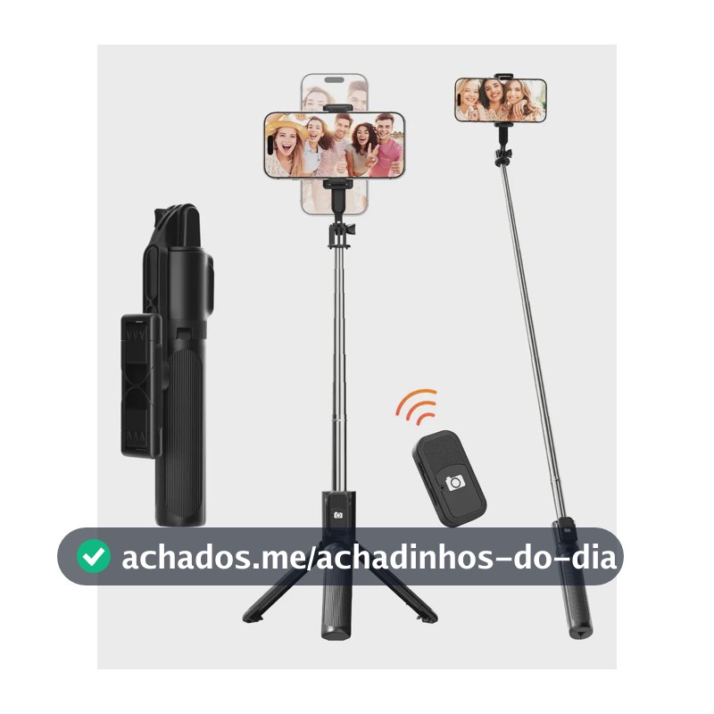 Tripé Para Celular Inova com Bastão de Selfie e Bluetooth, Ajustável 100 cm