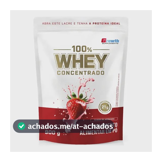 100% Whey Concentrado 900g Growth Supplements Morango