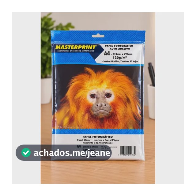 Papel Fotográfico Adesivo A4 Branco - Glossy Masterprint 130g com 50 Folhas
