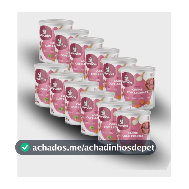 Kit 12 Ração Lata Patê Jaycobs Patê Carne Com Legumes Cães