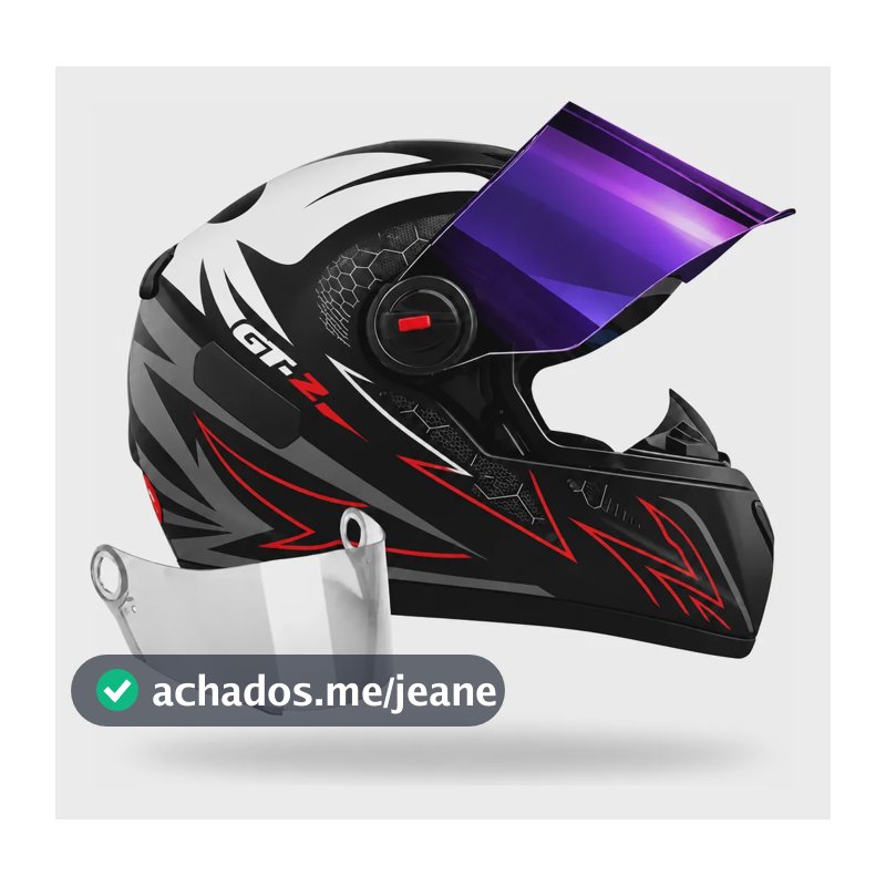 Capacete Fw3 Gt2 Vermelho Brilho + Viseira Colorida Vermelho / Viseira Roxa Gt2 Brilhante 55/56