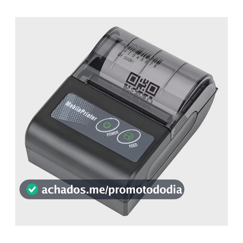 Mini Impressora Com Bobina Portátil Bluetooth Pedido Impressora Preta