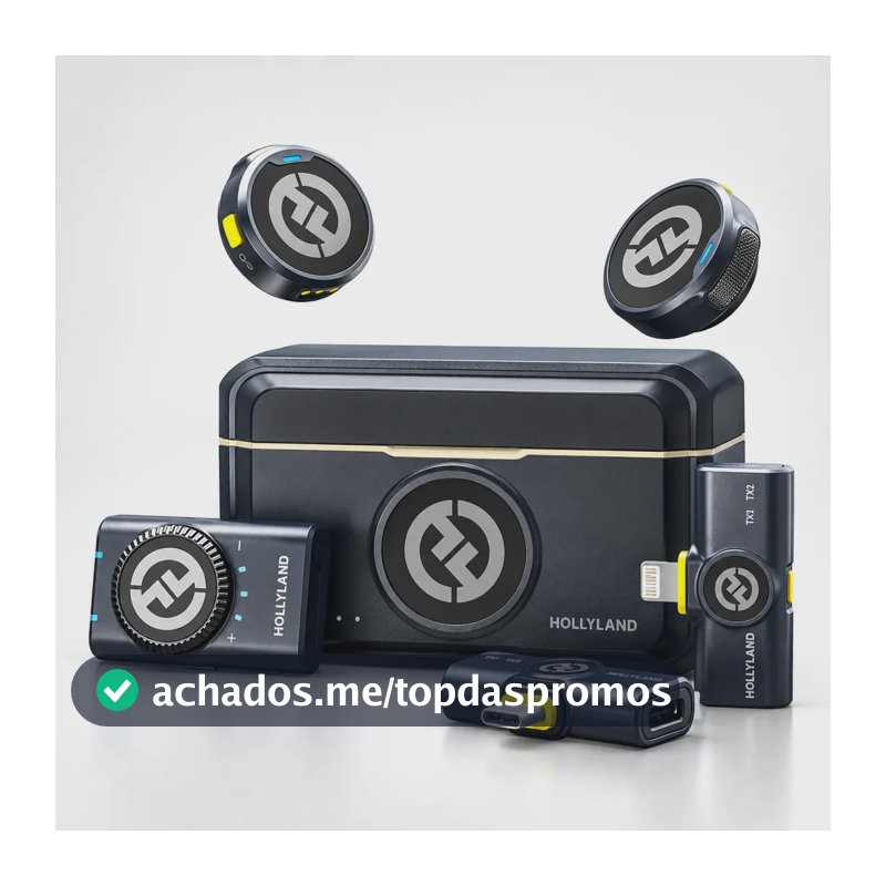 Microfone de Lapela Sem Fio Hollyland Lark M2 Combo (USB-C, Lightning e Câmera)