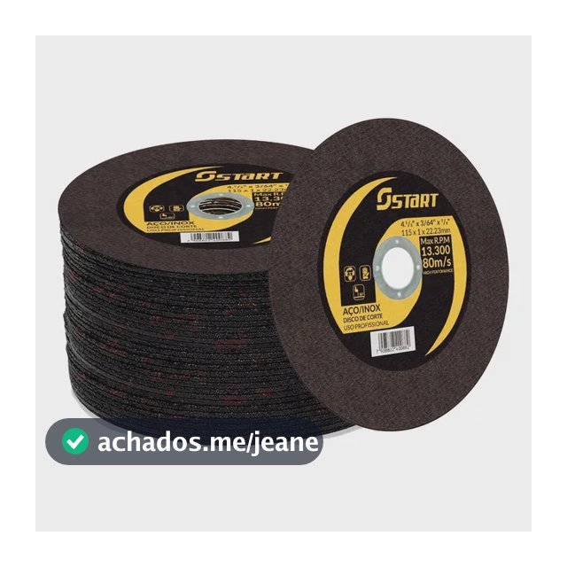 Disco De Corte Fino Inox 4.1/2 X 1,0 Esmerilhadeira 100 Pçs Amarelo
