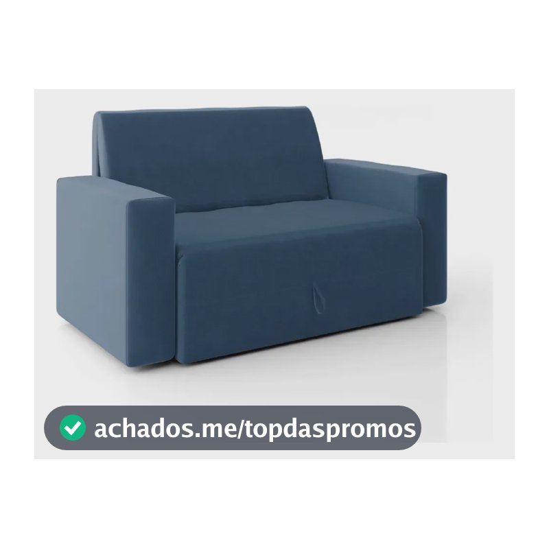 Sofá Cama 2 Lugares Pratik 5000 Mamflex Azul Suede