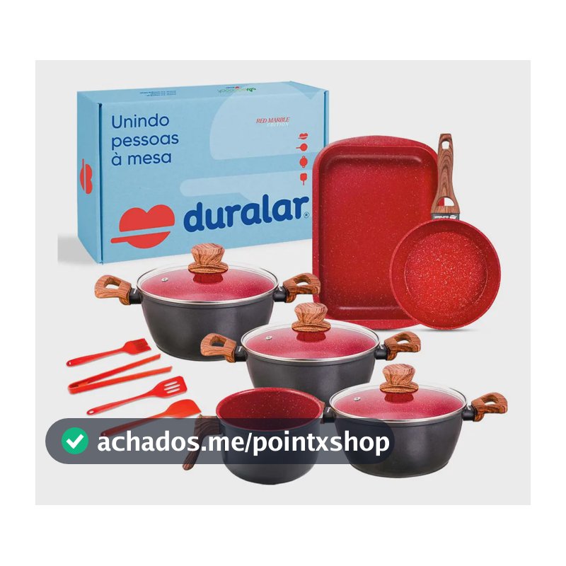 Jogo Panelas 10 Peças Utensílios Silicone Vermelho Duralar