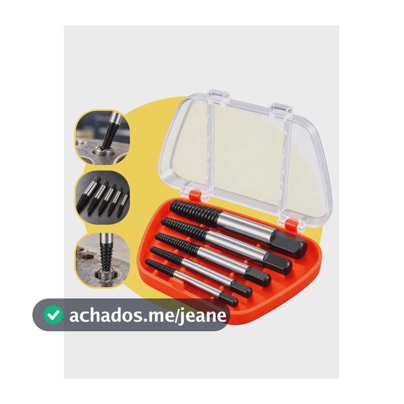 Kit Extrator Saca Tirar Retirar Parafuso Quebrado Danificado Enferrujado Espanado Aço Carbono Resistente Profissional Estojo Incluso Sestafe