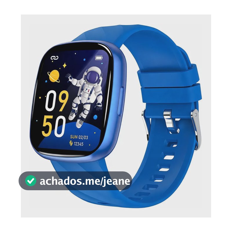 Relógio Inteligente Infantil Bluetooth Chamada Ip68 Cardíaco Azul Milanês
