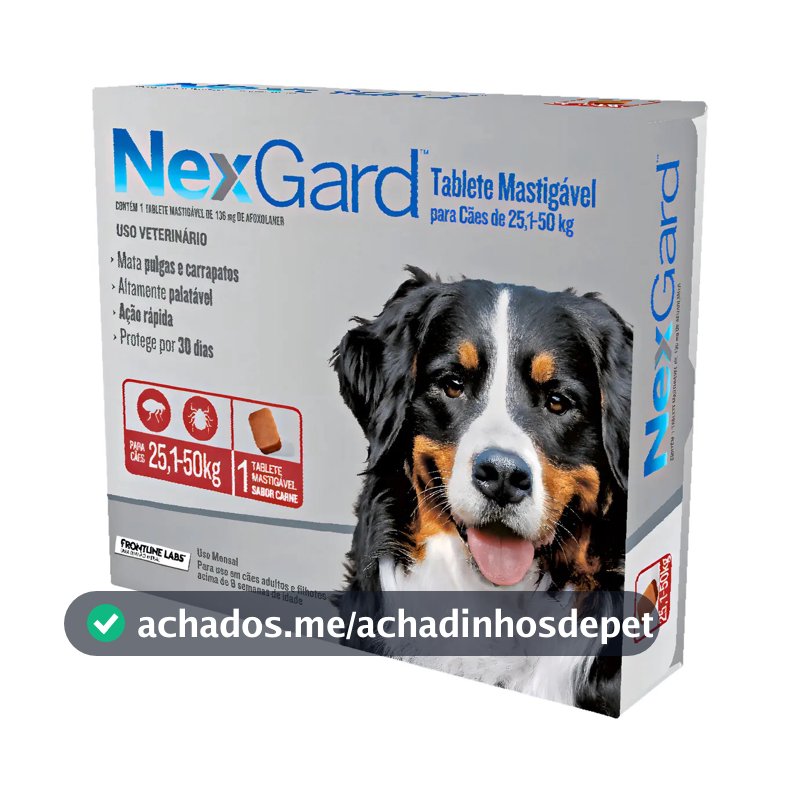 Comprimido NexGard Anti Pulgas e Carrapatos Cães 25,1-50kg 1 Tablete