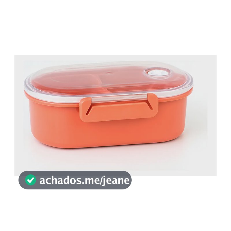 Pote Marmita 1L Plástico Hermético L&T com Válvula e Colher Salmão