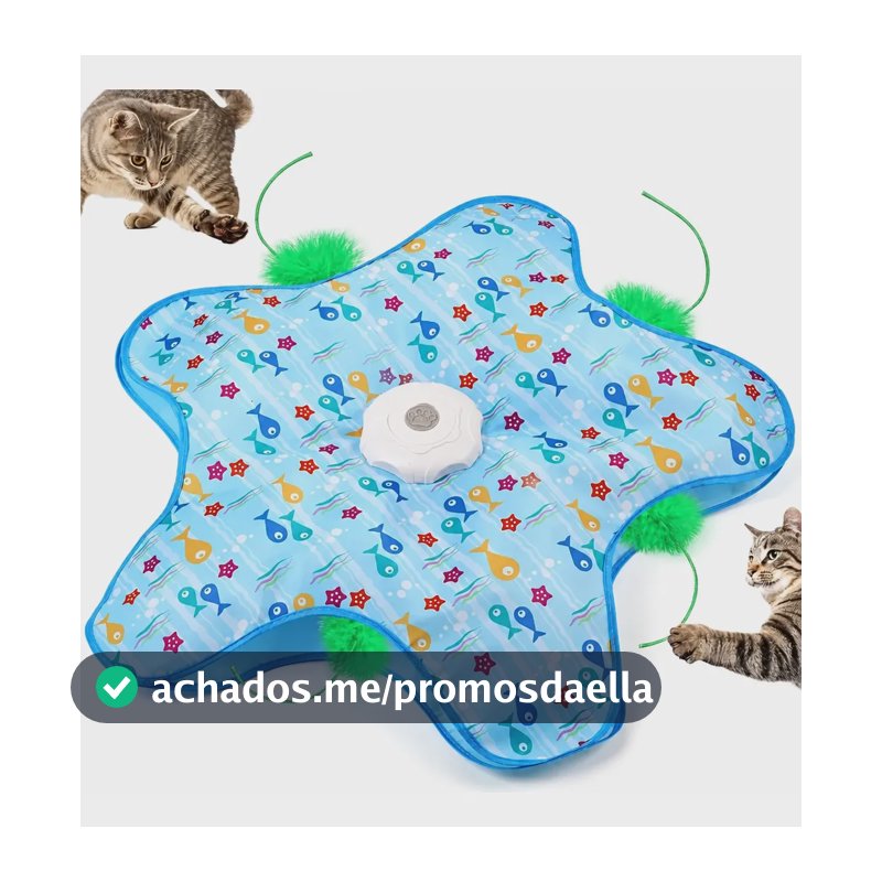 Brinquedo Interativo Gato Perseguição E Caça Movimento Penas Multicor