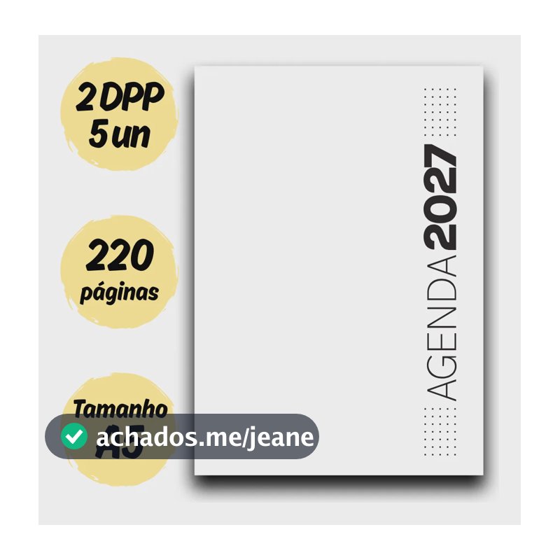 Miolo De Agenda 2027 A5 Impressa Kit 5 Unidades Encadernação Branco