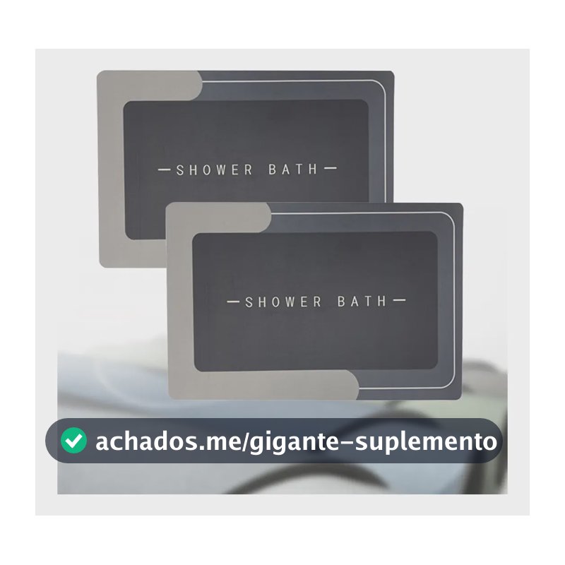 Kit 2 Tapete Banheiro Antiderrapante Absorvente Magico 40x60 Cinza-escuro-quadrado
