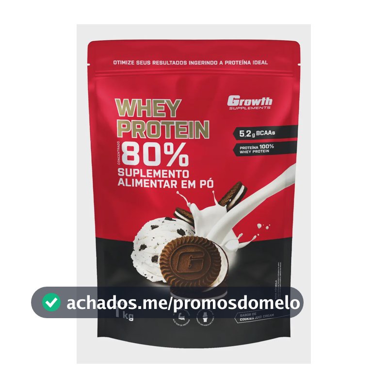Suplemento em pó Growth Supplements Whey Protein Concentrado sabor Cookies and Cream 1 kg