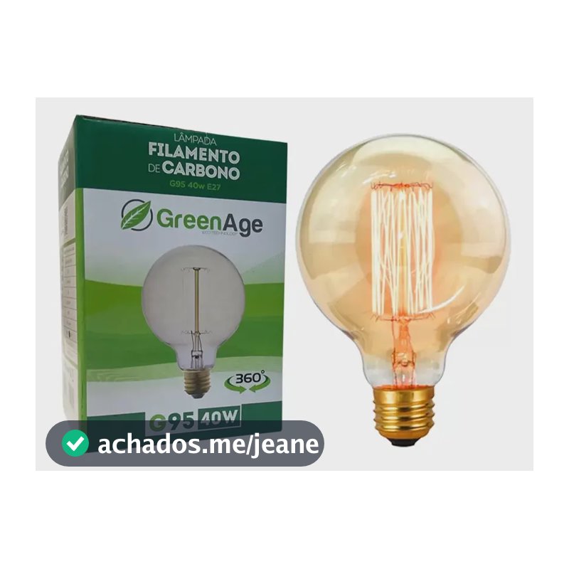 Lâmpada Filamento De Carbono G95 40w E27 Retrô Vintage Decorativa Branco Quente - Green Age
