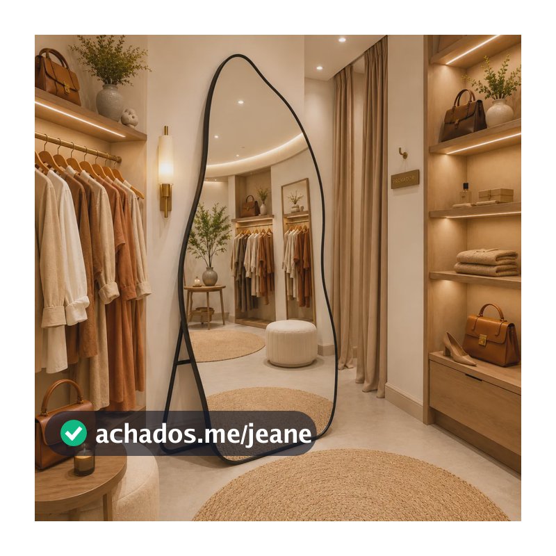 Espelho Lopazzi 170x70 Orgânico Decorativo Moldura Grande Preto