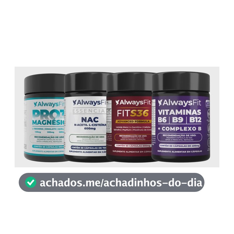 Kit 4 Suplementos Alwaysfit Pro Sáude - Pro3Magnesio + Nac + Complexo B + Fits36