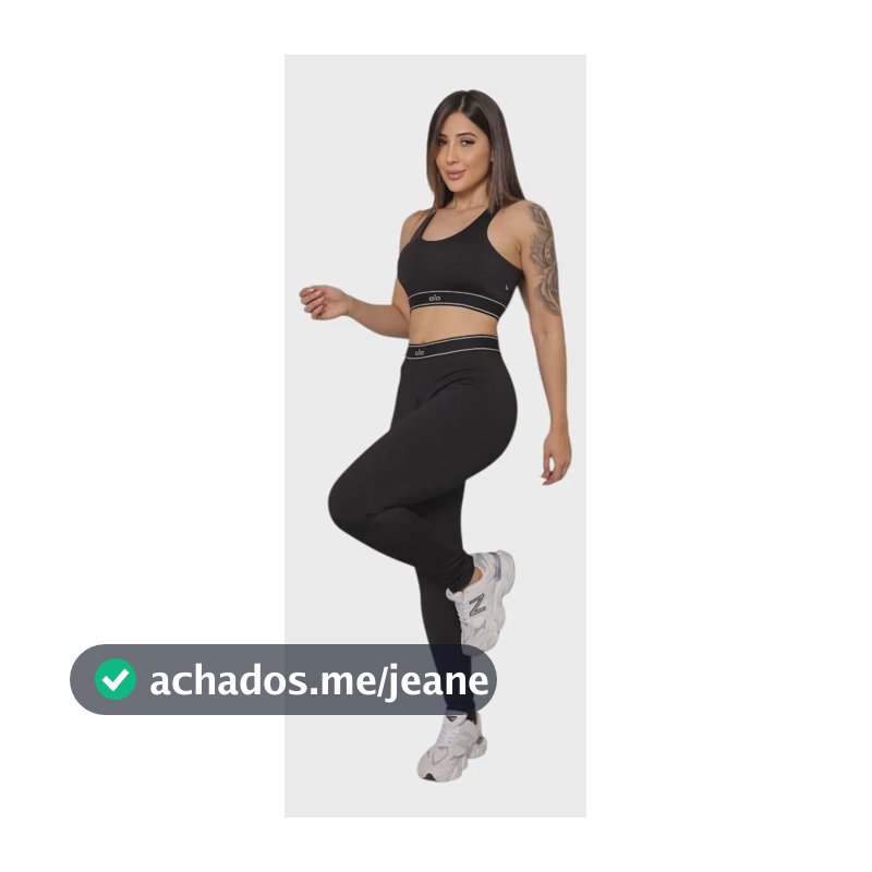 Conjunto Alo Feminino Top Legging Academia Fitness Preto G