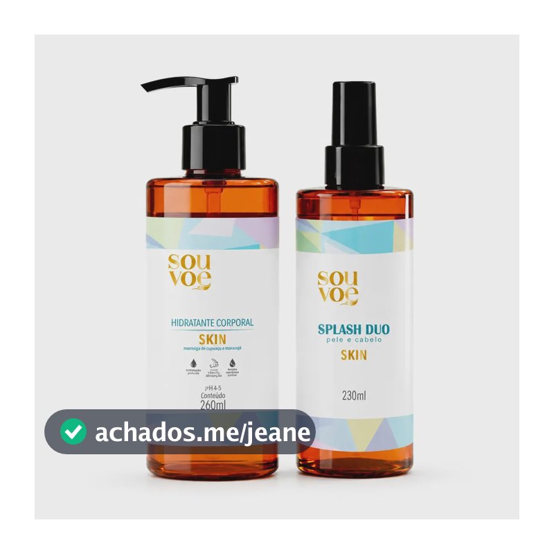 Kit Body Splash Dois em um Para Corpo E Cabelo Creme Hidratante Skin Body Splash 2 em 1 Hidratação Sou Voe